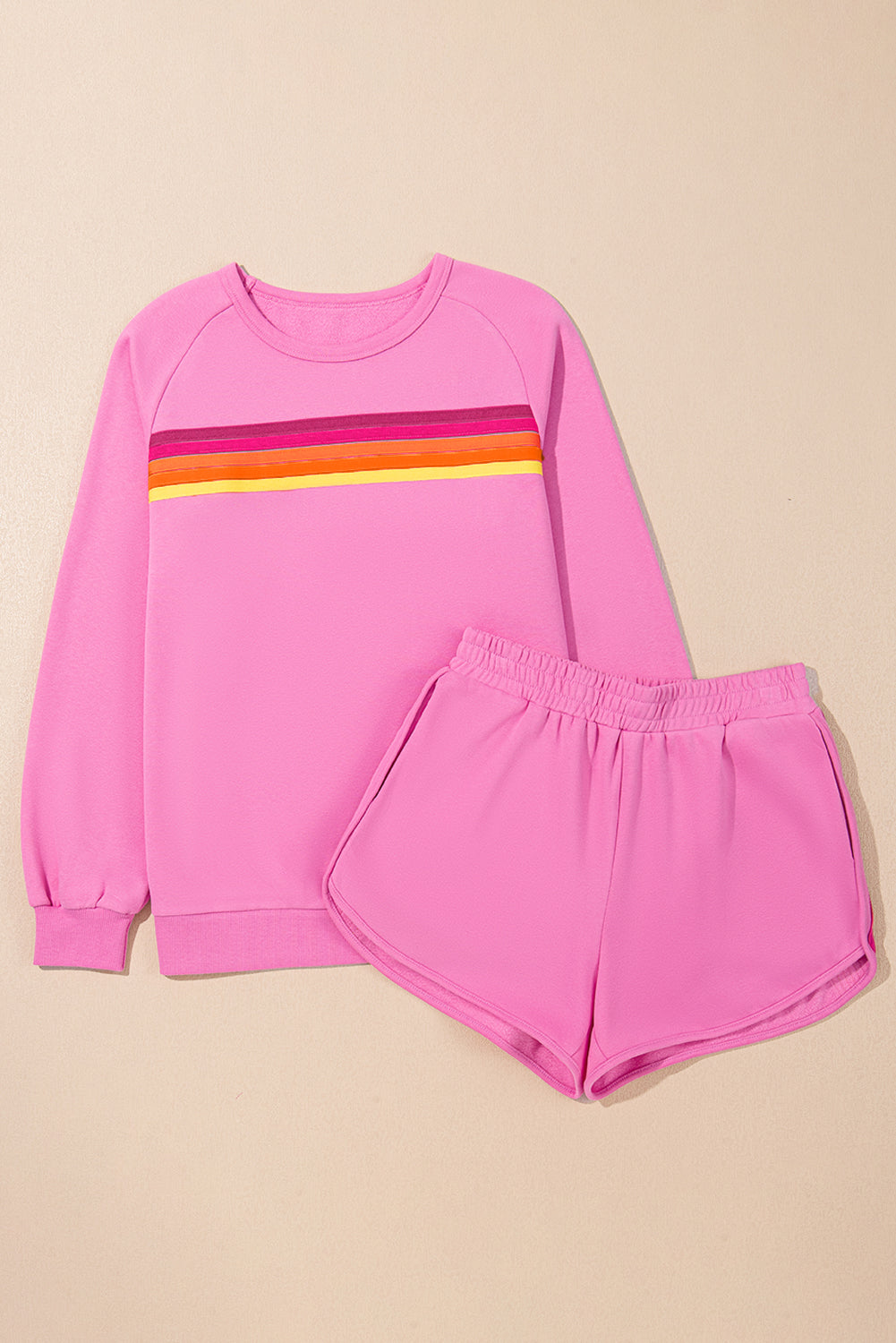 Beau Blue Accent Pullover and Shorts Two Piece Casual Set